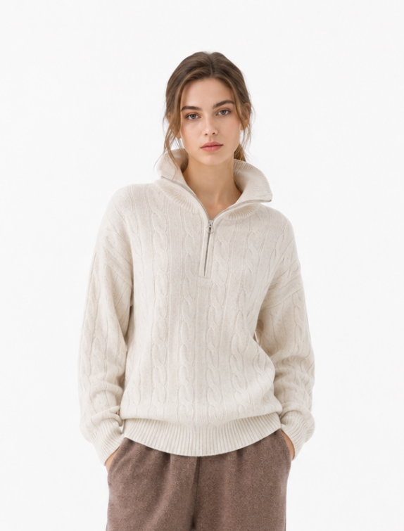 Cashmere Half Zip Top 1211790H#