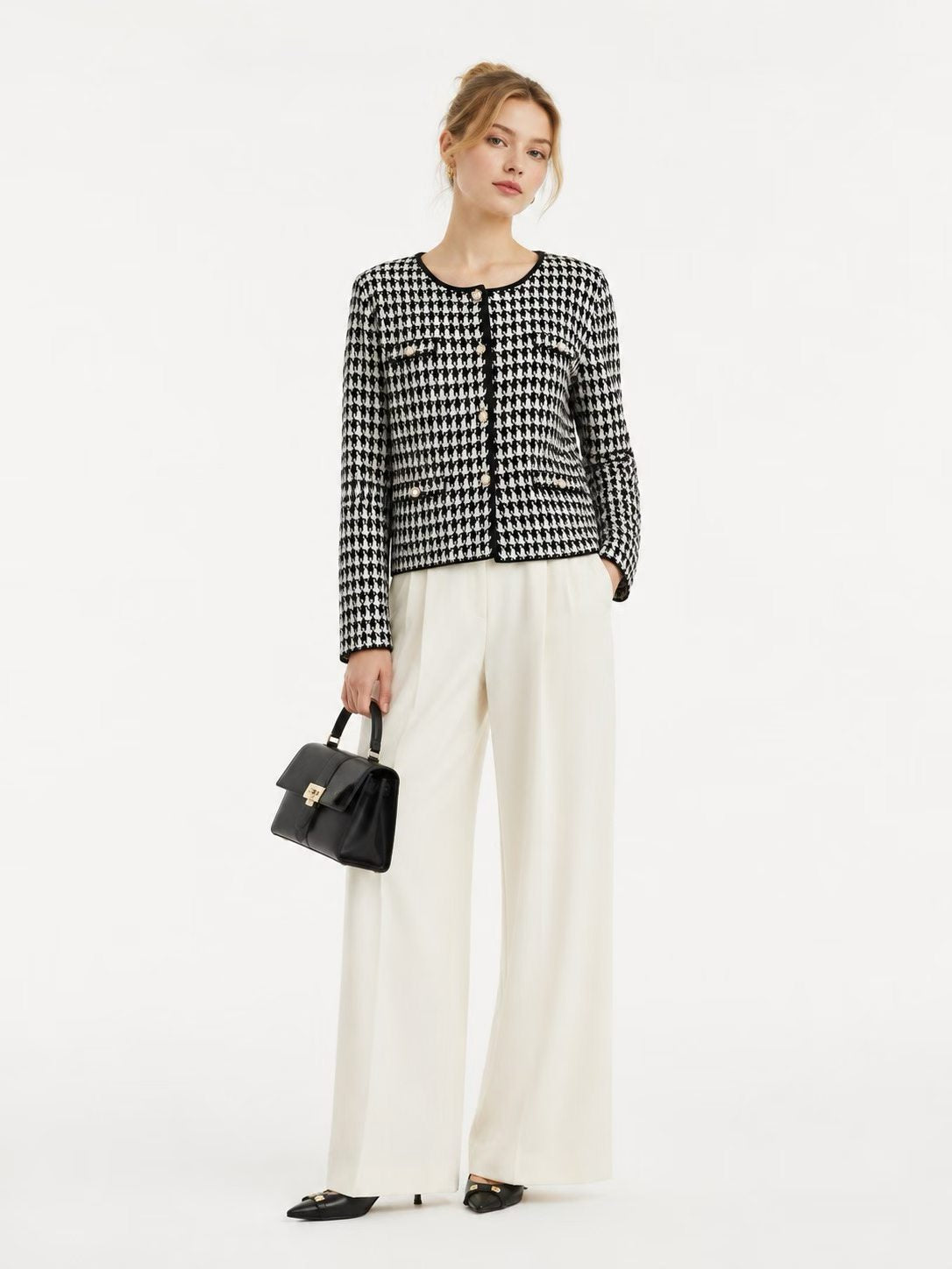 Cashmere  Houndstooth Cardigan ZHF-146#