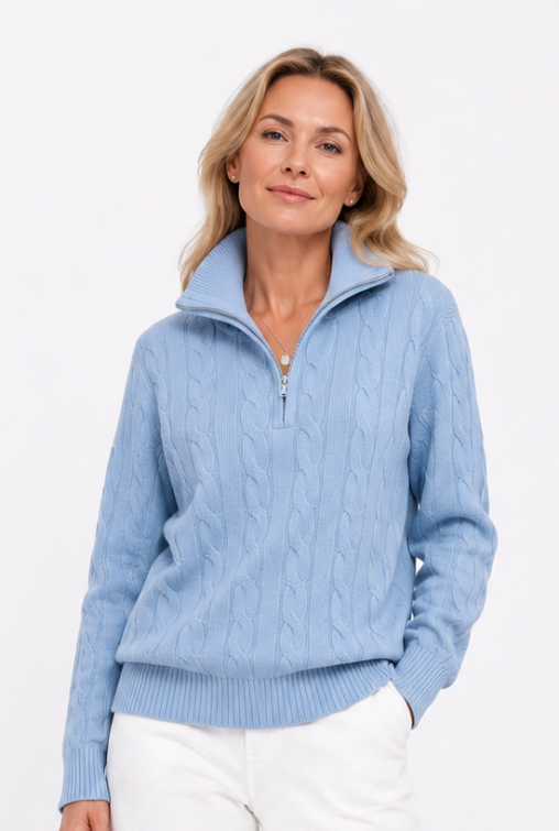 Cashmere Half Zip Top 1211790H#