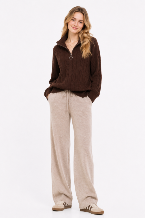 Cashmere Half Zip Top 1211790H#