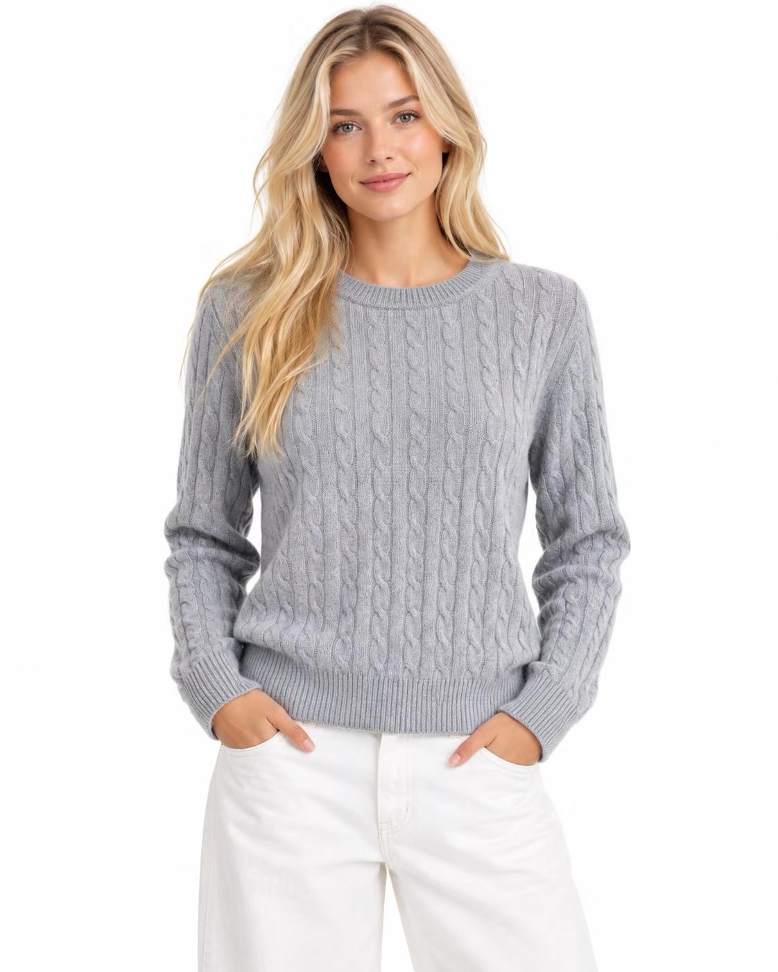 Cashmere Cable  Crew Neck Jersey 1210985C#