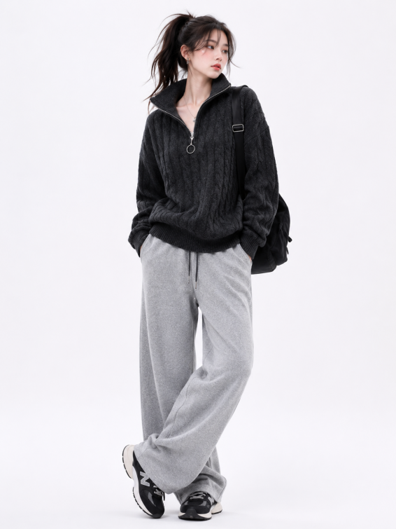 Cashmere Half Zip Top 1211790H#