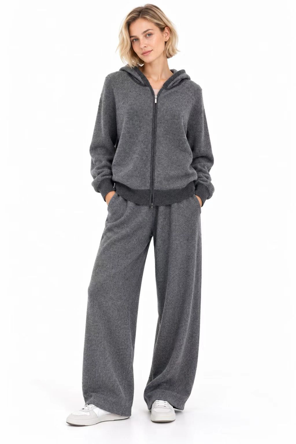 Cashmere Zip-Up  Hoodie Cardigan 1211576H