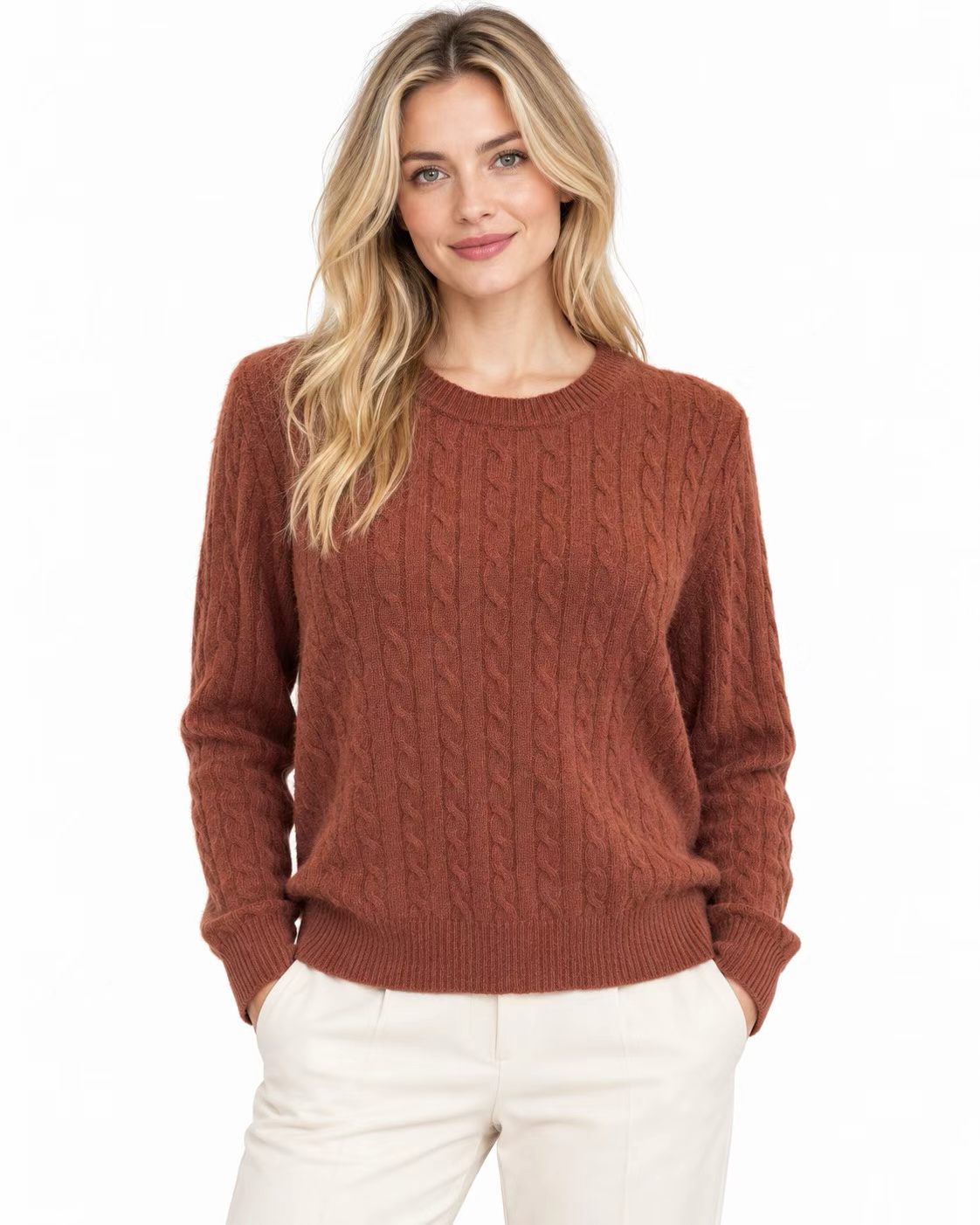 Cashmere Cable  Crew Neck Jersey 1210985C#