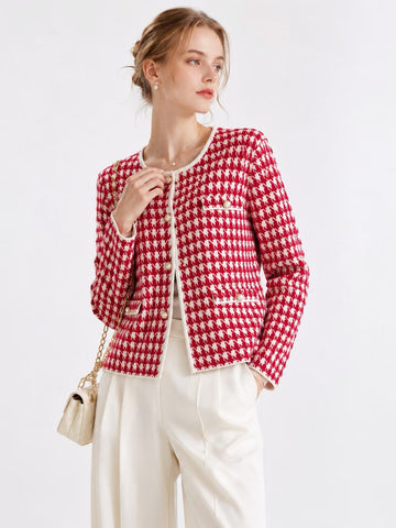 Cashmere  Houndstooth Cardigan ZHF-146#