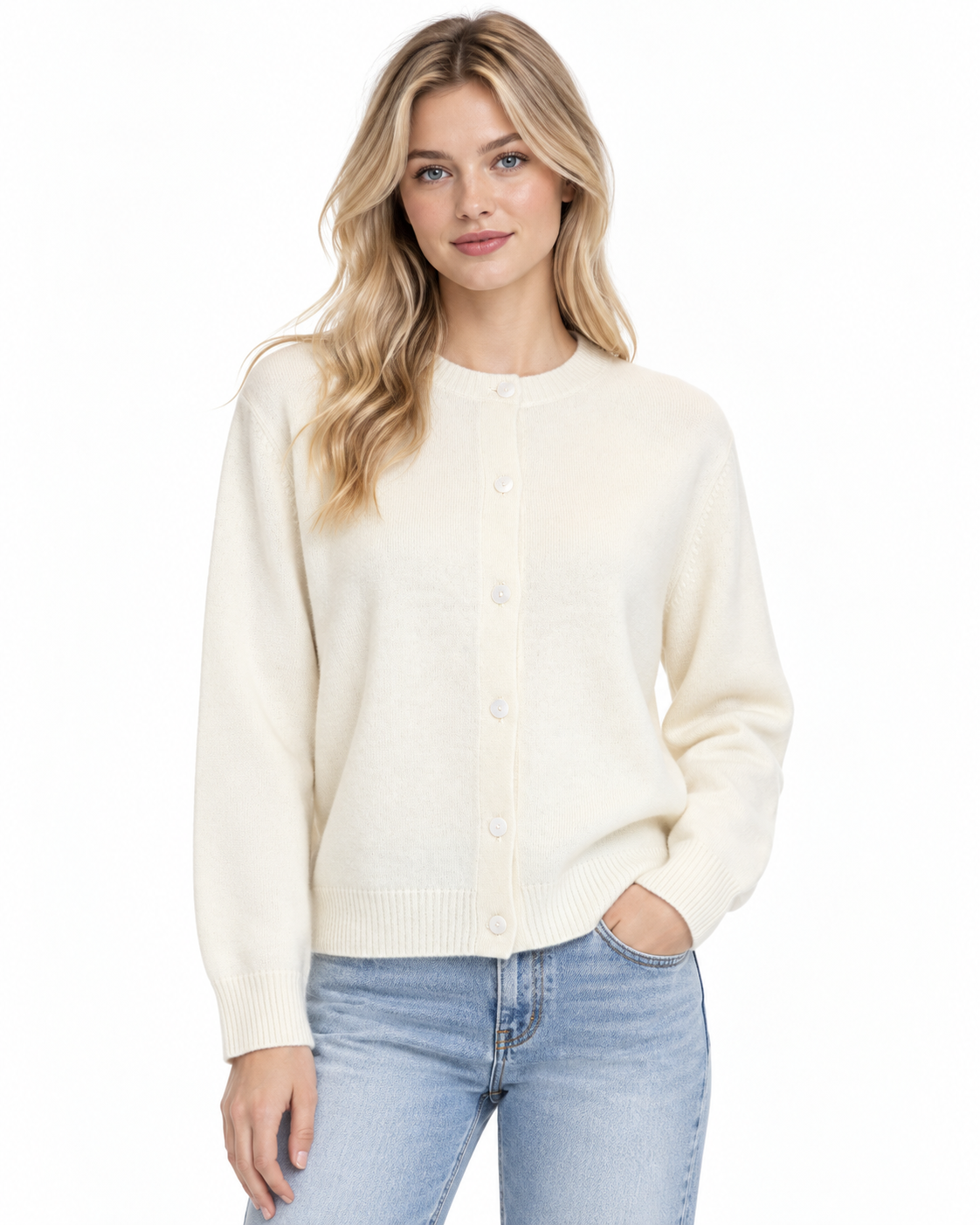 Cashmere Plain Cardigan ZHF-257#