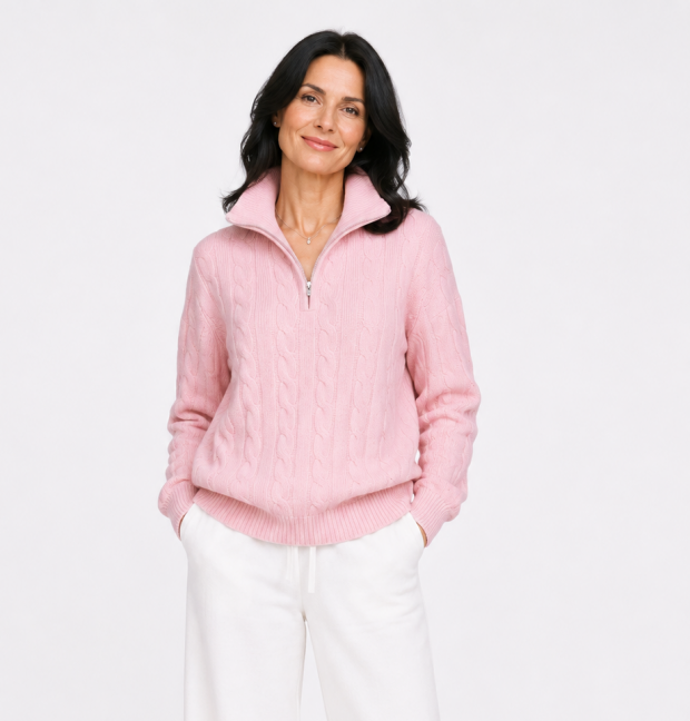 Cashmere Half Zip Top 1211790H#