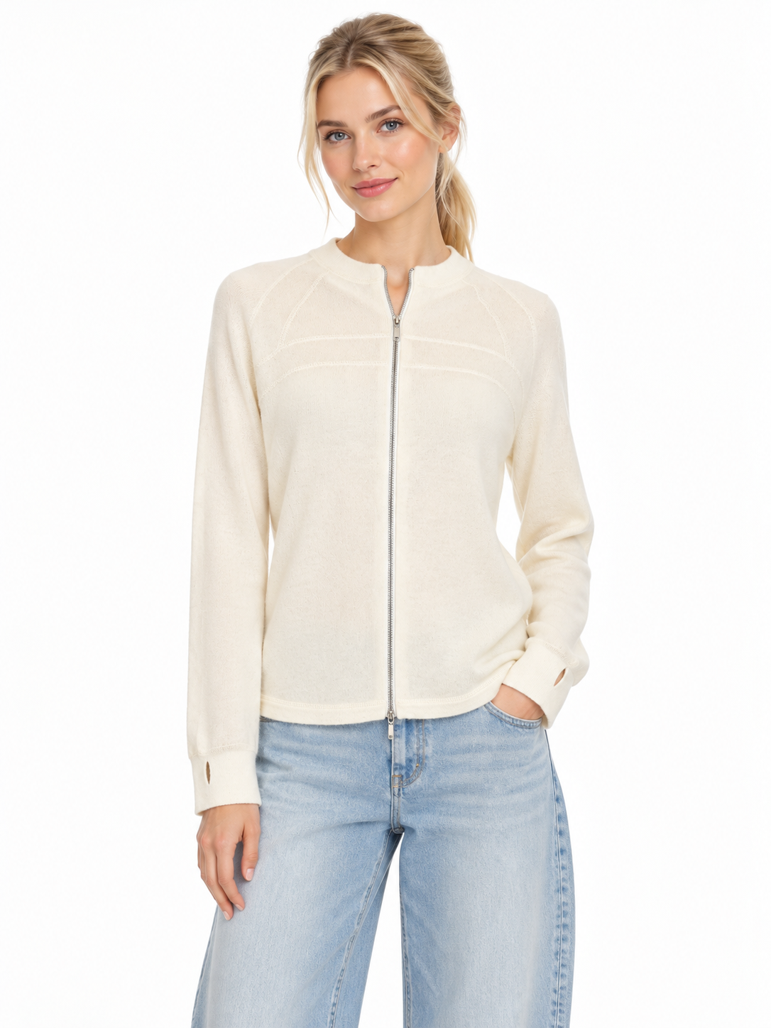 Baby Cashmere Sporty Zip-UP Cardigan 1210975J#