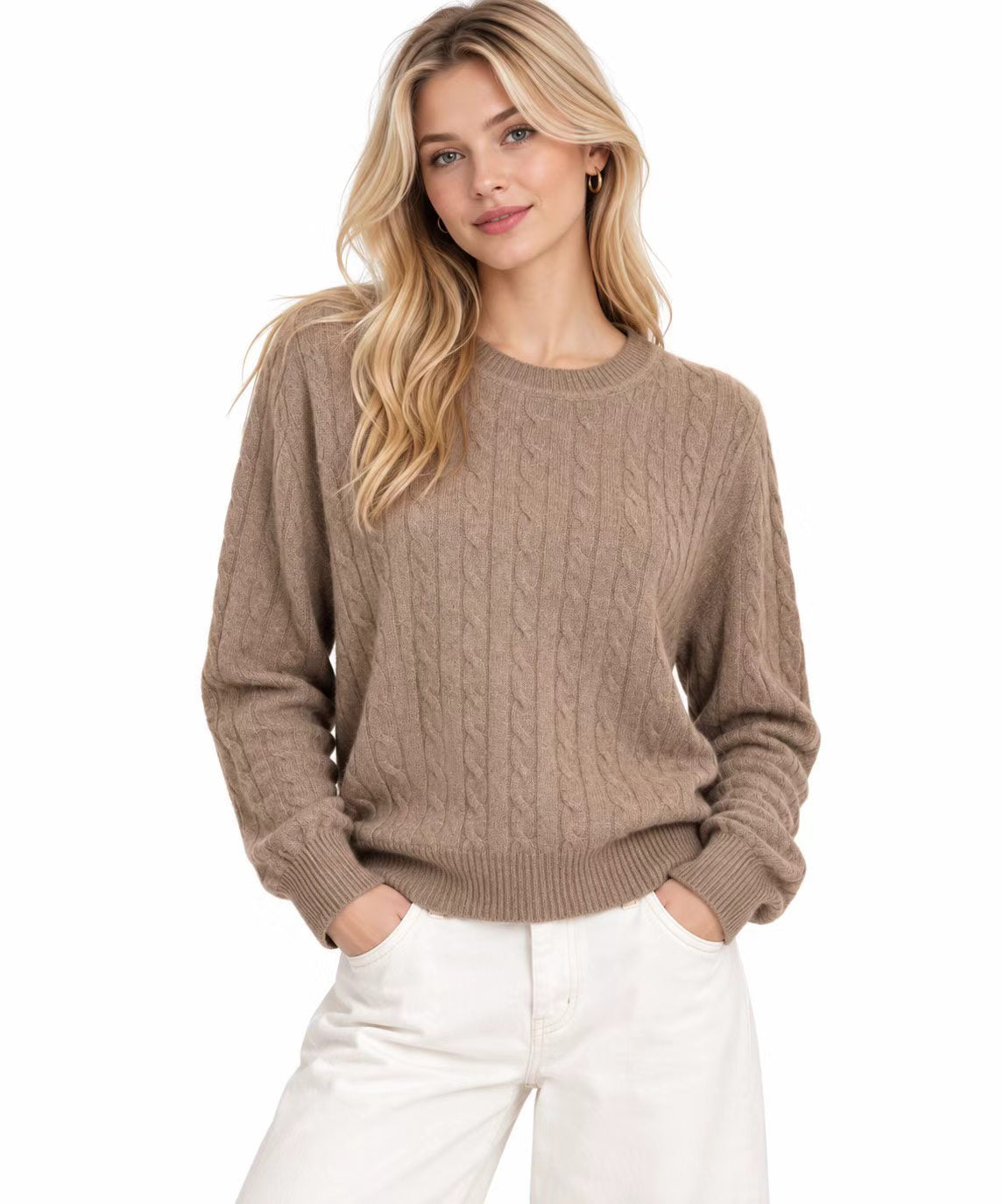 Cashmere Cable  Crew Neck Jersey 1210985C#