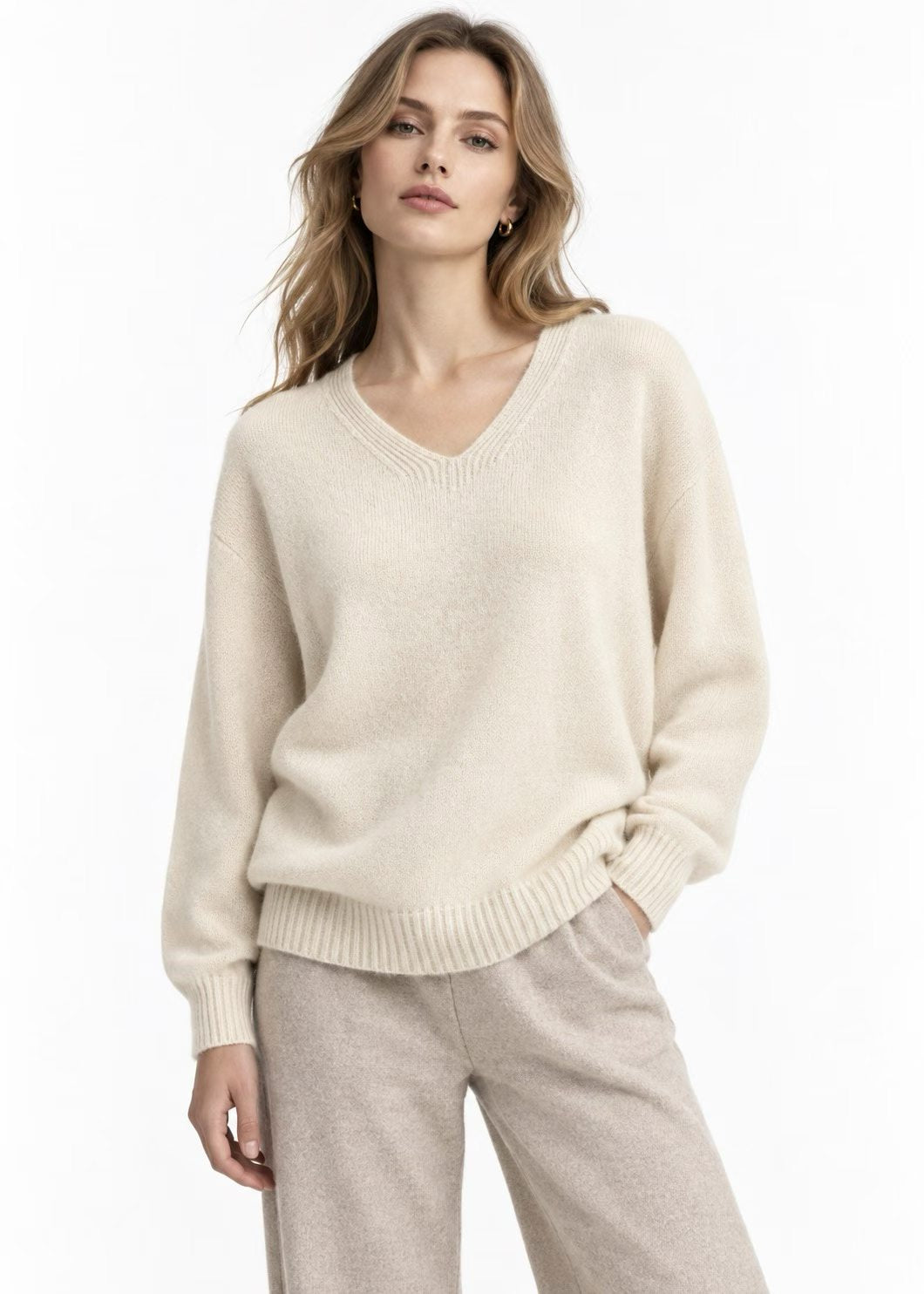 Possum merino V-neck jumper 1026#