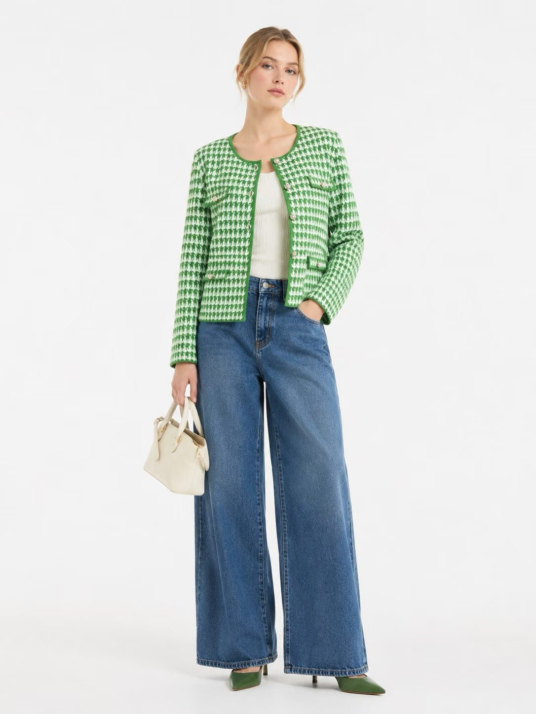 Cashmere  Houndstooth Cardigan ZHF-146#