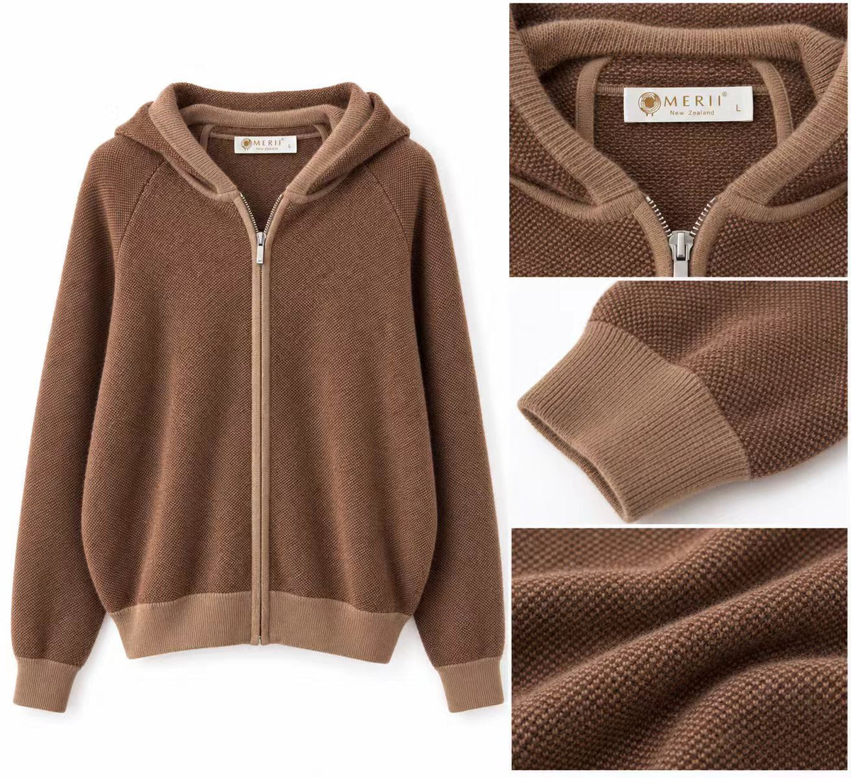 Cashmere Zip-Up  Hoodie Cardigan 1211576H