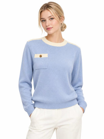 Contrast-Trim Cashmere Sweater ZPC-251#